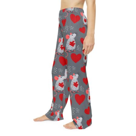 Alternative view of Valentine Mouse Heart Print Women's Pajama Pants: Gray Lounge Sleepwear