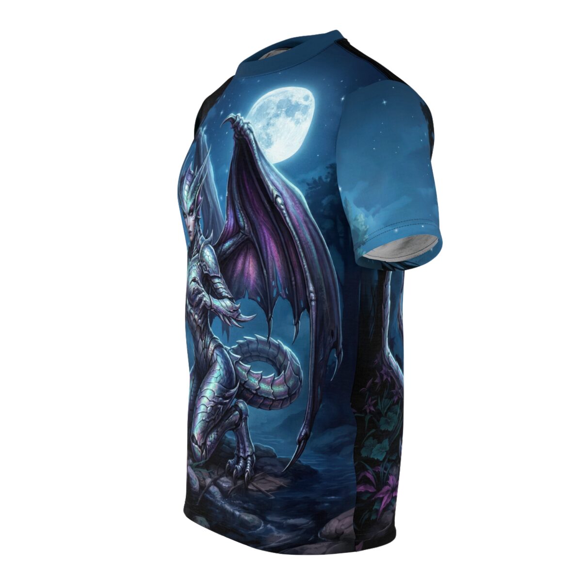 Dragoness Moonlight All Over Print Tee - Fantasy Sorceress Gothic Shirt - Image 3