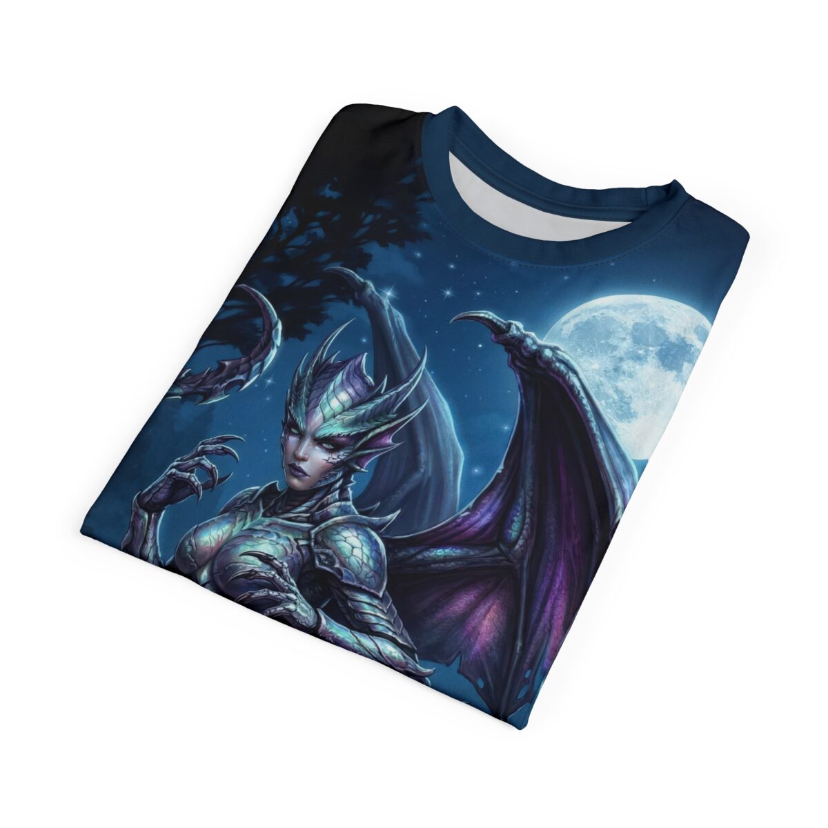 Dragoness Moonlight All Over Print Tee - Fantasy Sorceress Gothic Shirt - Image 5