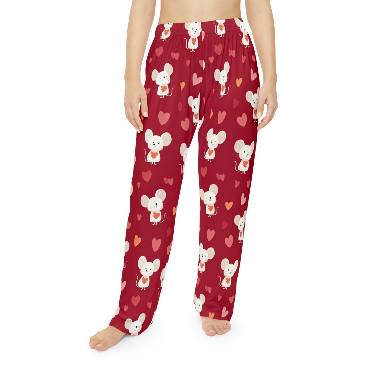 Valentine Mouse Women's Pajama Pants With Hearts
