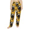 Yellow pajama pants with an all over print of badgers and dark foliage. Seamless sublimation design.
