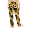 Badger and floral all over print sublimation pajama pants with yellow and black design.