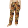 Badger and autumn leaf all over print pajama pants, featuring a seamless vintage pattern and comfortable wrap around graphic.