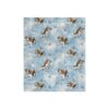 All over print sublimation tee featuring a cute beagle puppy and butterfly pattern on a blue textured background.