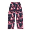 Black cat and pastel pink pumpkin all over print joggers featuring a cute seamless sublimation graphic pattern.
