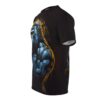 Black t-shirt featuring a muscular blue gorilla with glowing yellow eyes and fiery orange mane, a powerful jungle animal graphic.