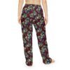 Burgundy pajama pants with a vintage grape vine and leaf pattern. Seamless print.
