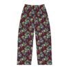 Burgundy pajama pants with a seamless vintage pattern of green leaves and purple grapes, all over print sublimation tee.
