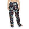 Dark floral and butterfly print pajama pants with a seamless wrap around graphic design.