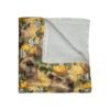Fleece blanket with capybara, oranges, and white flowers in a seamless vintage pattern. Cozy home decor.
