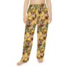 Capybara and lemon slice graphic all over print pajama pants, featuring a yellow background with a seamless wrap around design.