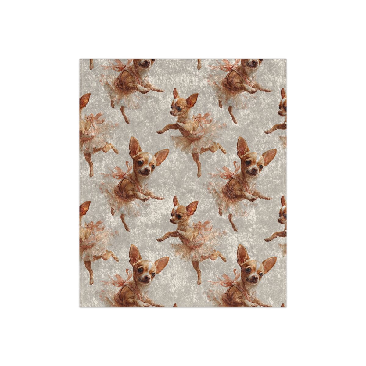 Cute chihuahua dogs in ballet tutus create an all over print seamless pattern on this sublimation tee.