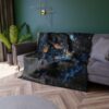 Cosmic wolf galaxy throw blanket featuring a nebula space design with starry, celestial, and nebula patterns in deep space.
