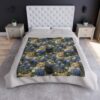 Cute orange and black cats peek through bluebonnets and white wildflowers on a sublimation print blanket.