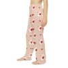 All over print pajama pants with cute white mice holding red hearts on a pink background.