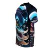 Cyber grunge all over print t-shirt featuring a trippy blue alien skull with orange tentacles and bubbles.