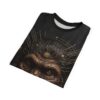 Black t-shirt with detailed cyberpunk ape graphic featuring intricate circuit board elements on forehead and hair.