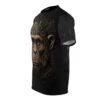 Cyberpunk chimpanzee graphic sublimation tee featuring intricate circuit board details on a black background.