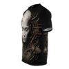Cyberpunk cyborg face all over print sublimation tee featuring distressed metal tubes and wires integrated into the head.