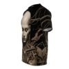 All over print sublimation tee featuring a detailed cyberpunk cyborg face with intricate mechanical wiring and rust accents.