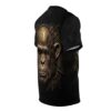 Black cyberpunk t-shirt featuring a detailed steampunk gorilla head graphic with metallic accents and circuit board details.