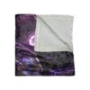 Plush blanket featuring a cyberpunk portrait with purple hues and futuristic elements, perfect for a streetwear aesthetic.