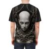 Cyberpunk robot head and mechanical parts graphic all over print sublimation tee.