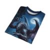 Dark dragon in full moon night sky all over print sublimation tee with cyber grunge aesthetic.
