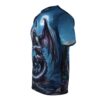 Dragon and moon all over print sublimation tee featuring a fantasy creature graphic with vibrant blue night sky and forest elements.