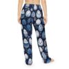 Blue and white floral Easter egg all over print sublimation lounge pants with a seamless wrap around graphic.