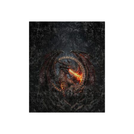 Black fantasy graphic tee featuring a fierce dragon breathing fire within a circular rune design, accented with dark, textured elements.