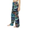 Dark floral all over print pajama pants featuring deep blues, greens, and purples. Seamless sublimation pajama bottoms.
