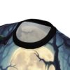 All over print sublimation tee, eerie forest and full moon wrap around graphic design, dark aesthetic.