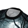 Spooky forest all over print sublimation tee featuring a large full moon and silhouetted bare trees.
