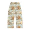 Golden Retriever puppies and tabby kittens in a floral meadow, all over print sublimation pajama pants.