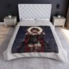 Gothic anime girl with halo and black dress all over print blanket, features dark fantasy aesthetic with moon background.