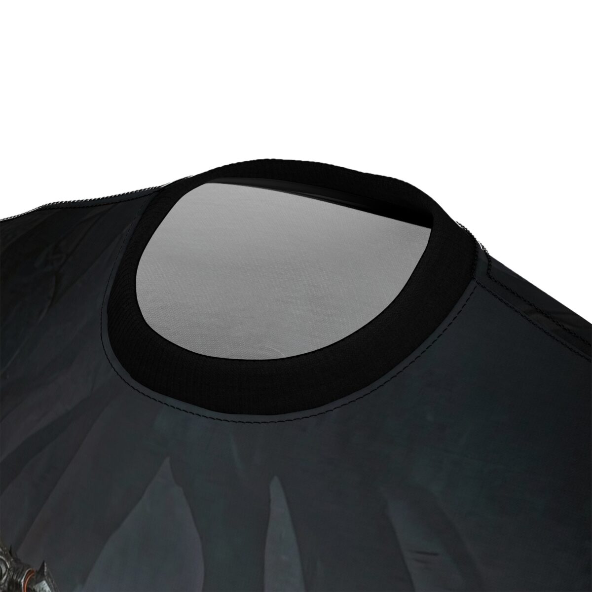 Gothic knight all over print sublimation tee featuring a dark, detailed warrior graphic with metallic accents.