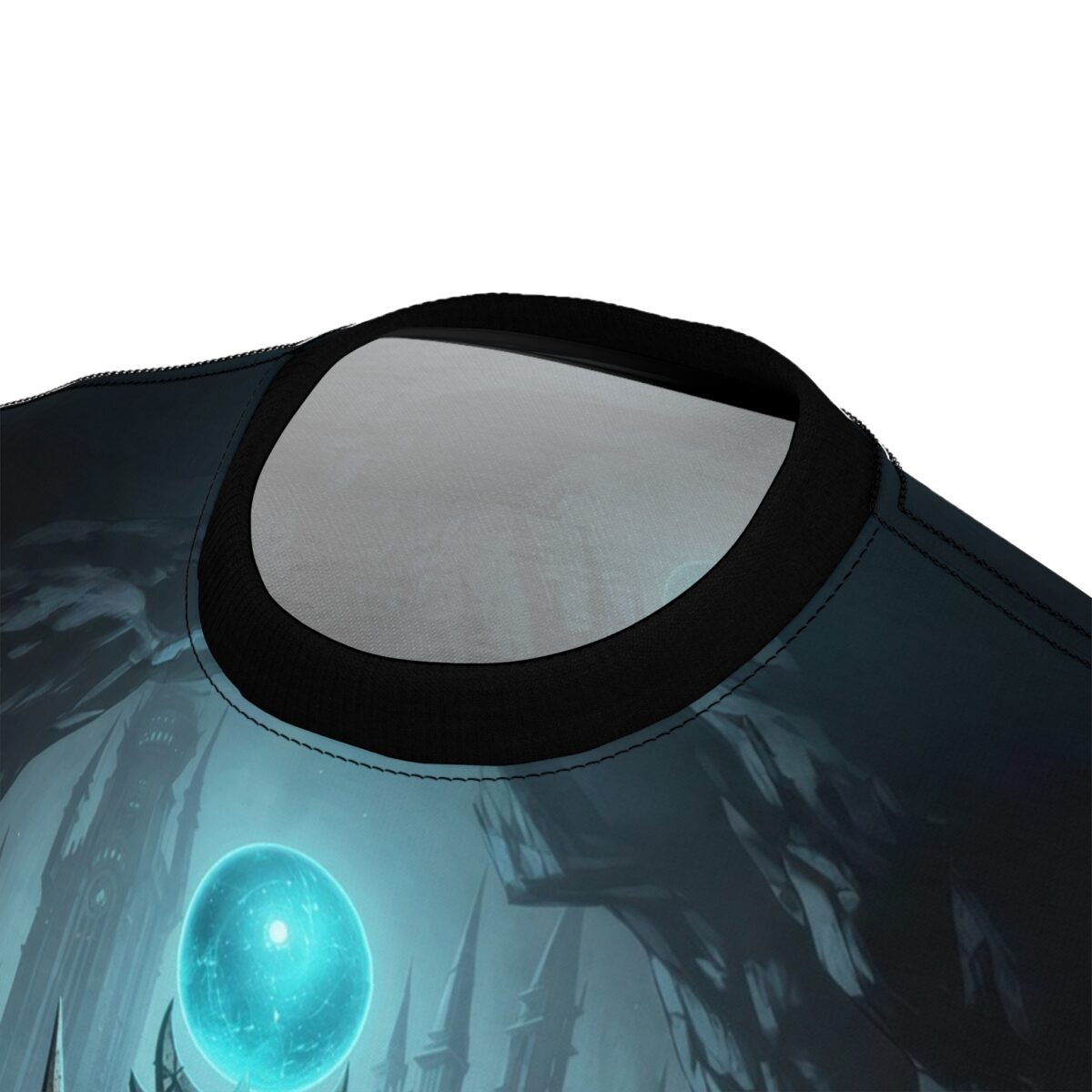 Dark fantasy gothic castle with glowing orb all over print sublimation tee.