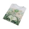 Green sugar skull woman all over print sublimation tee featuring floral crown and detailed face paint.