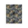 Orange and black cat all over print featuring bluebonnet wildflowers in a seamless sublimation pattern for fabric.