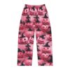 Pink Halloween pumpkins wearing witch hats all over print sublimation pajama pants, featuring a seamless wrap around graphic.
