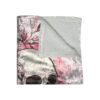 Gothic skull and pink floral graphic plush throw blanket, soft sherpa lining for cozy home decor.