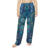Blue sugar skull and floral all over print sublimation pajama pants featuring a vintage pattern design.