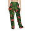 All over print pajama pants with a seamless wrap around graphic of watermelon slices and green leaves.