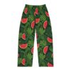 Watermelon slice and green leaf all over print pajama pants with seamless print wrap around design.
