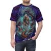 All over print sublimation tee featuring a crystal tree with cosmic galaxy background and constellations.