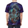 All over print sublimation tee featuring a crystal tree with pine branches and cosmic nebula background.