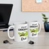 White ceramic mug with 'Proud Crocodile Dad' text and a cartoon crocodile graphic, perfect for fathers.