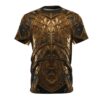 All over print golden armor sublimation tee featuring intricate metal plating and ornate details.